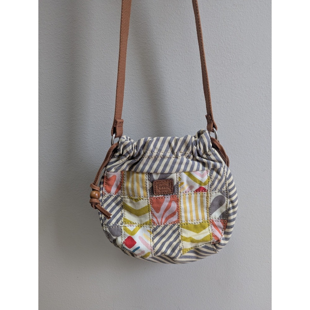 Fossil Festival Hobo Canvas Patchwork Bag Pouch Crossbody Purse Hippie Boho